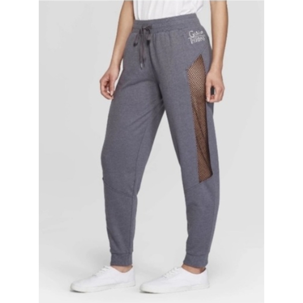 Gray Tapered Track Pants with Elastic Waistband